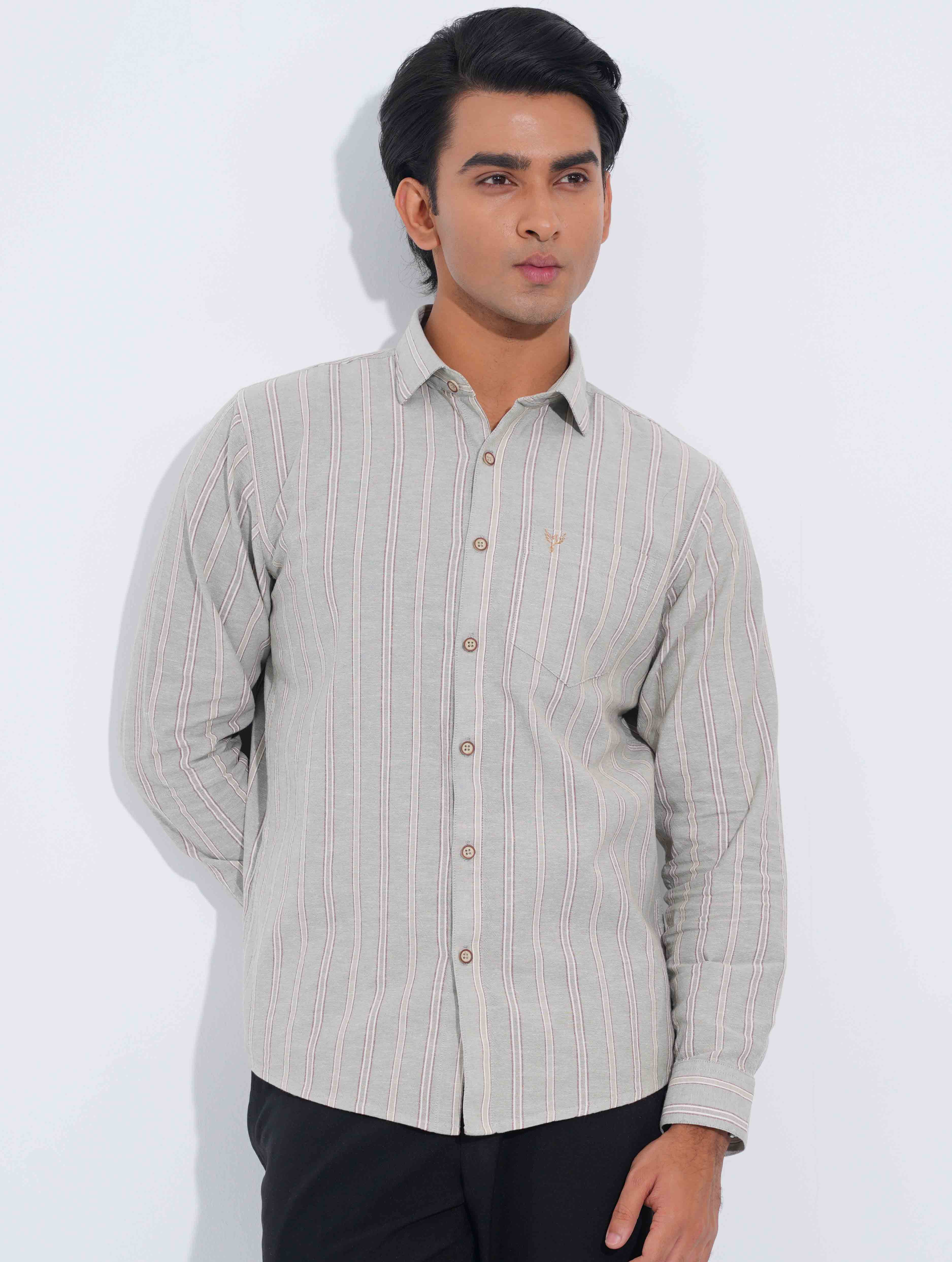 Olive Double stripe remi cotton full sleeve