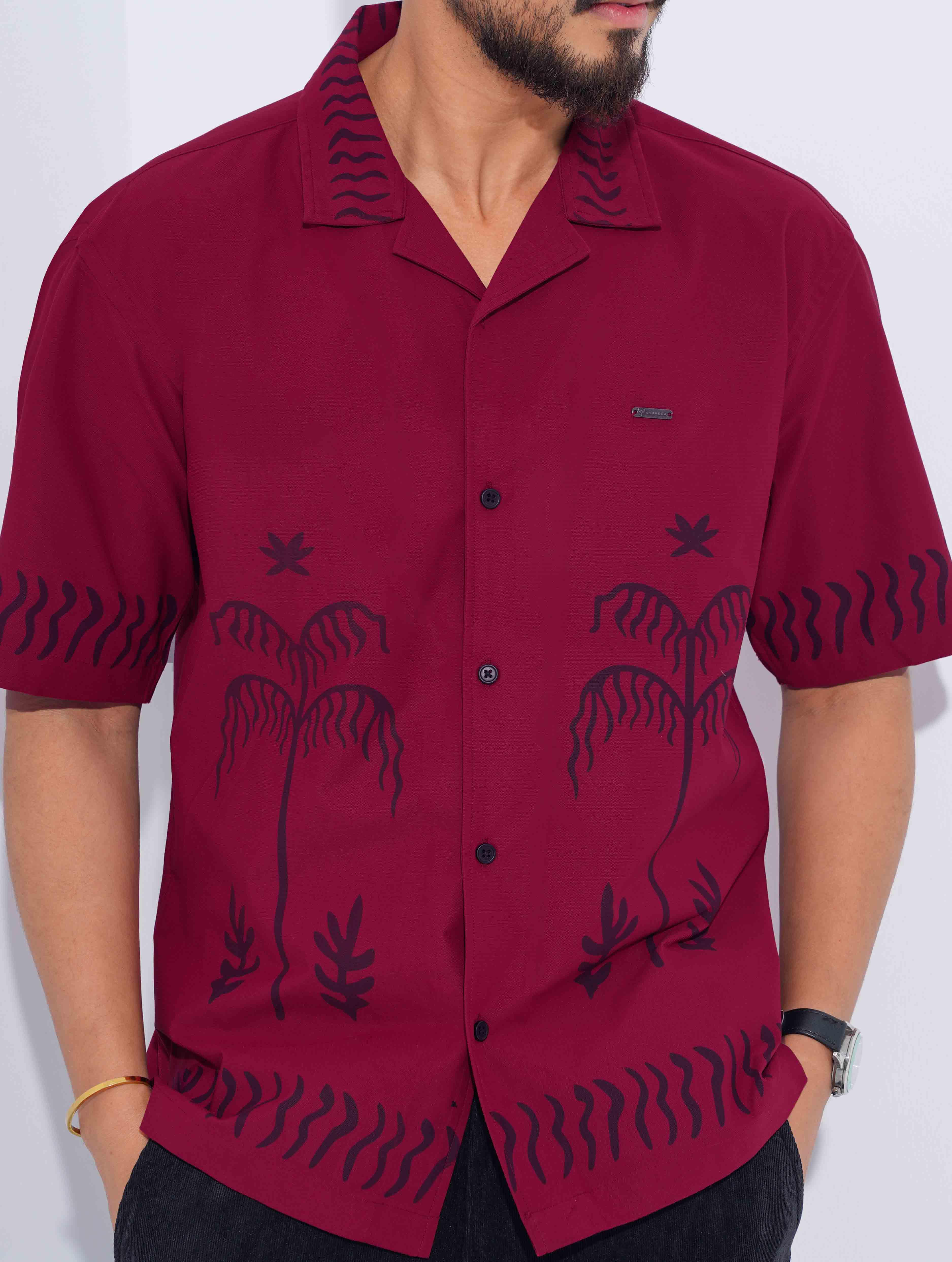 Maroon Drop shoulder shirt