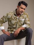 Olive printed casual shirt