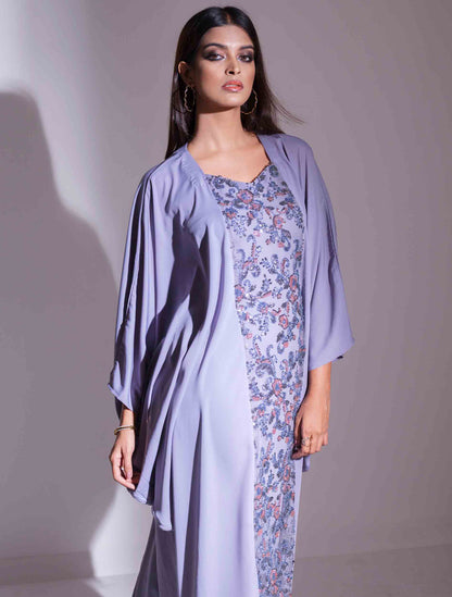 Light purple color abaya design female dress