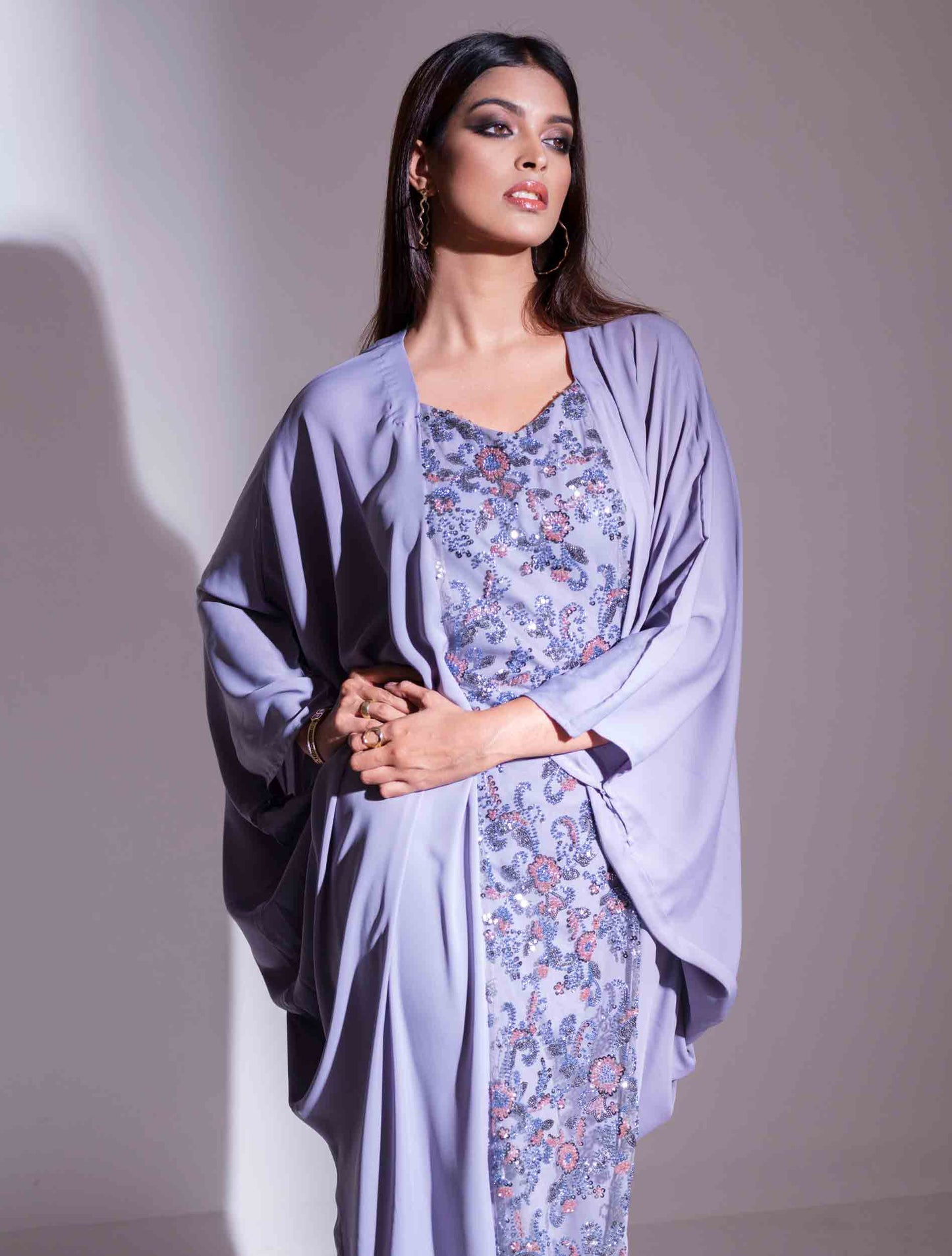 Light purple color abaya design female dress