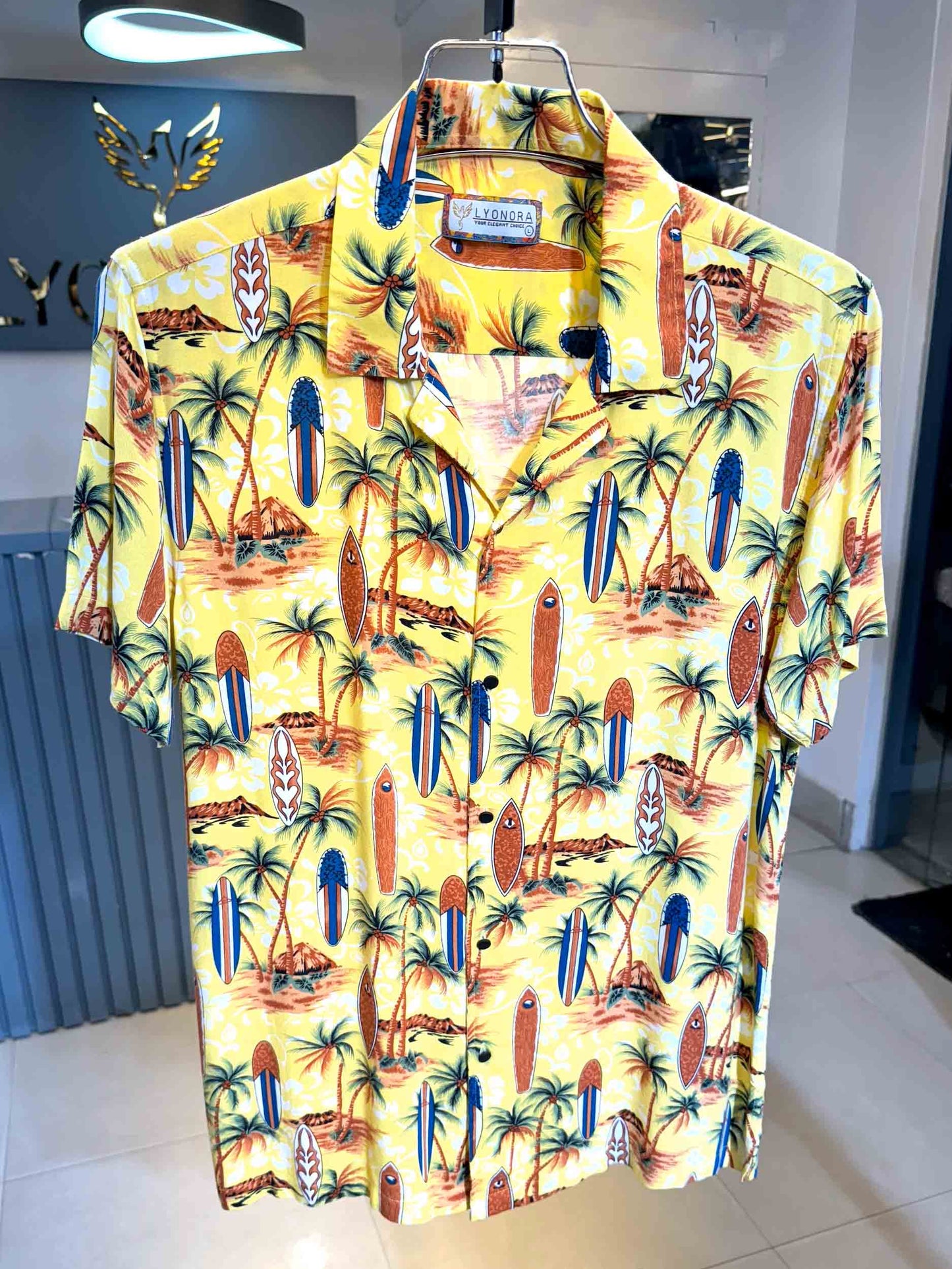 Yellow sailboat printed havana shirt