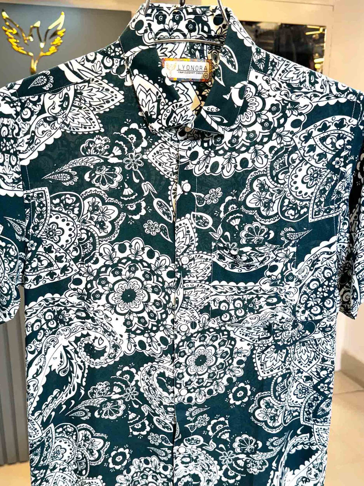 Green paisley printed half sleeve shirt