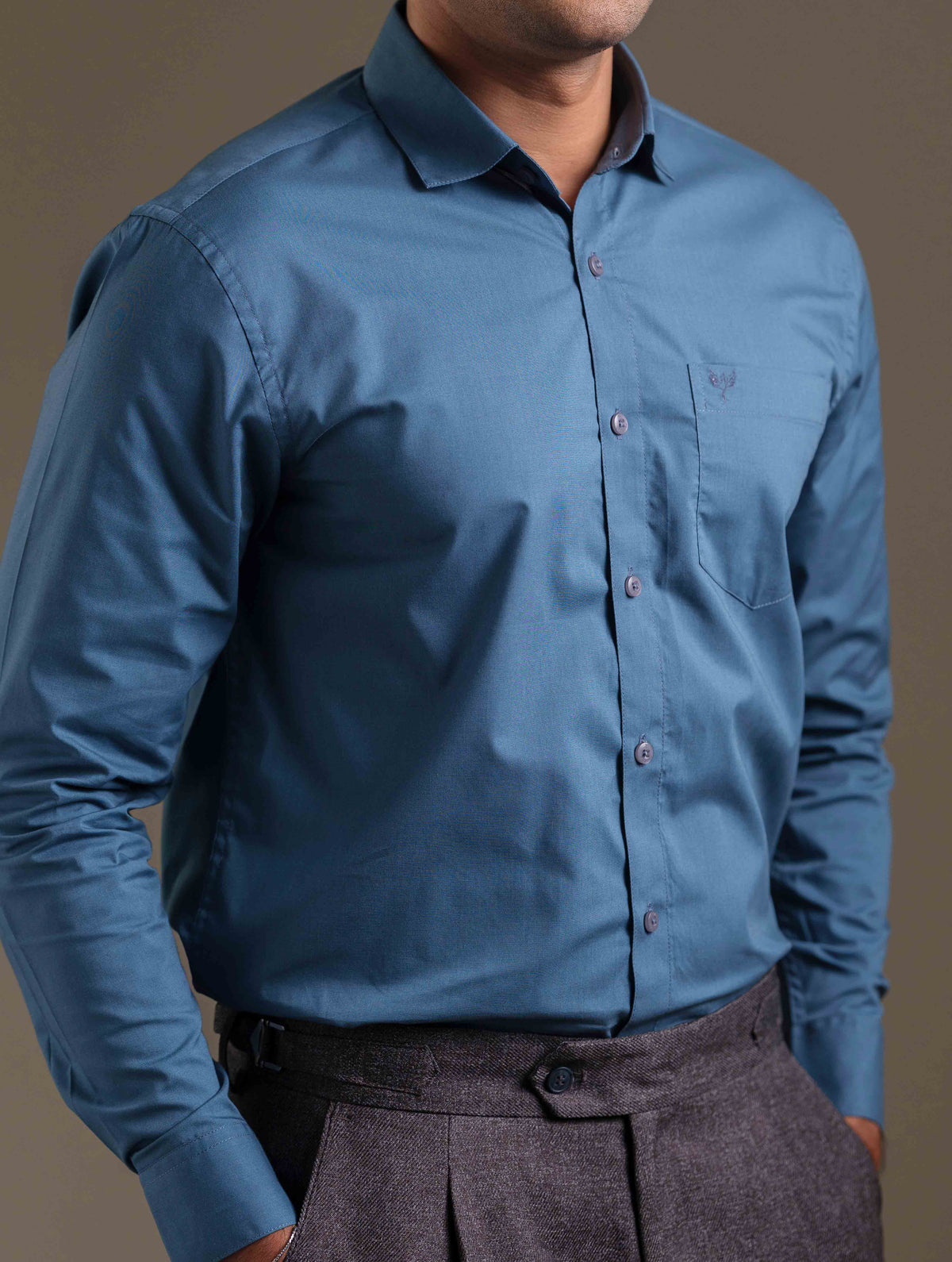 Pantone Blue Solid Formal Shirt
