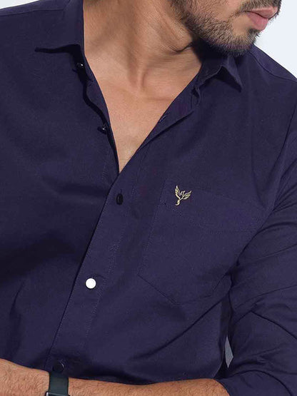 Navy blue color cotton shirt