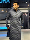 Midnight blue 3D abstract Printed Premium panjabi