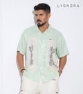 Paste color cream embroidey design premium havana shirt