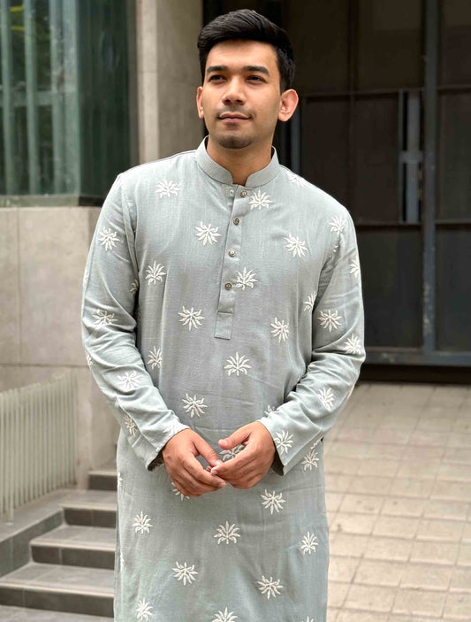 Emerald Green Full body embroidery premium Panjabi