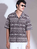 Black printed drop shoulder havana shirt