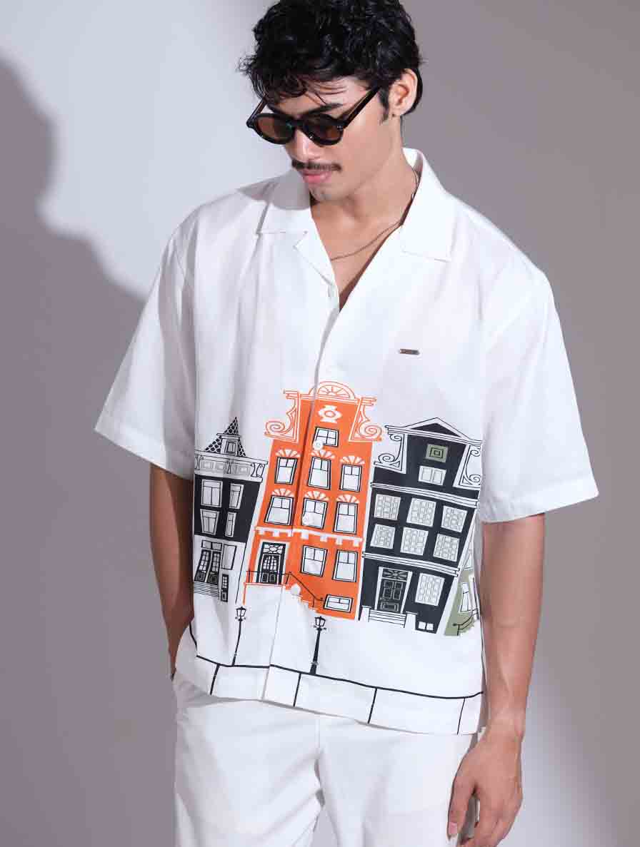 White exclusive printed havana shirt