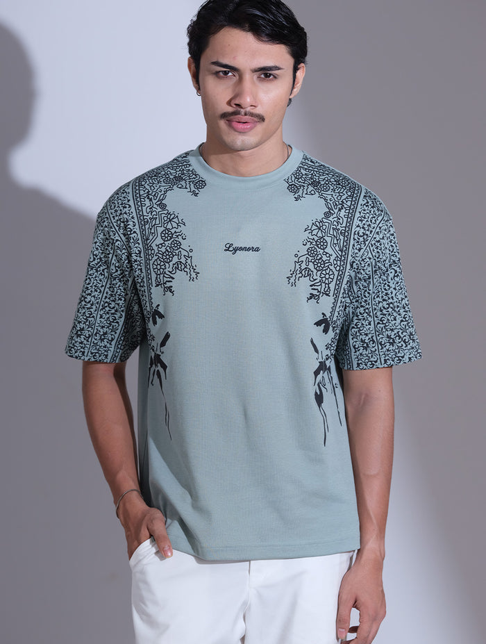 Paste color shoulder printed premium t-shirt