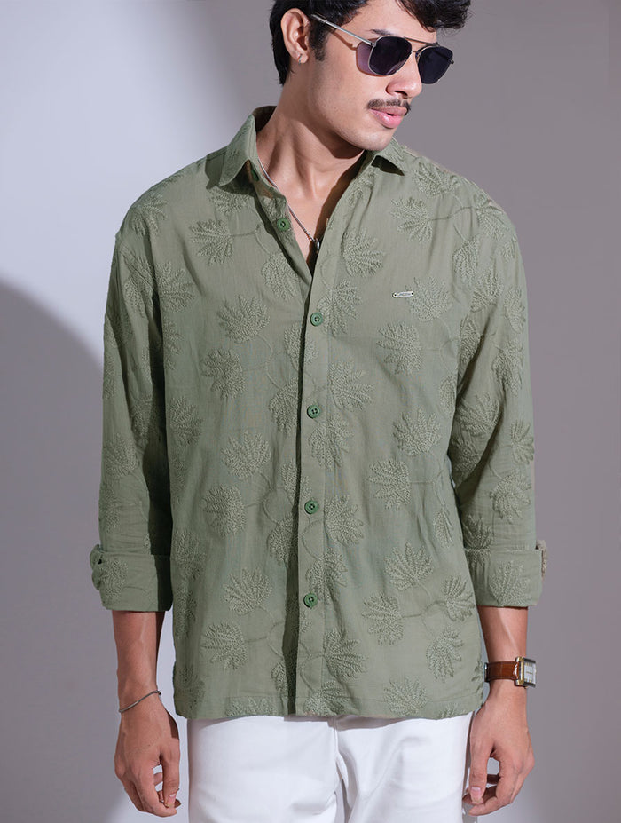 Olive Full Body Design Full Sleeve Shirt