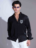 Black chest logp embroidery full sleeve shirt