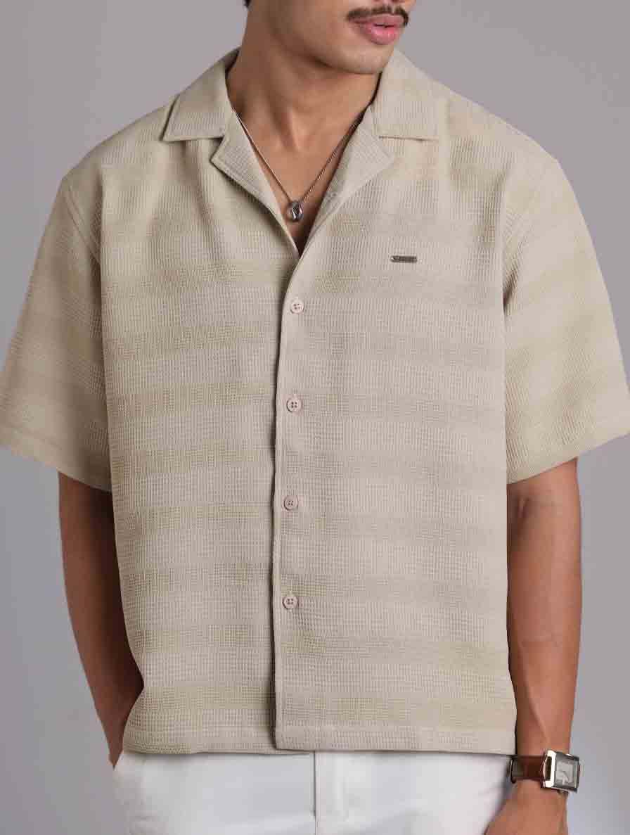 Cream texture design exclusive havana shirt