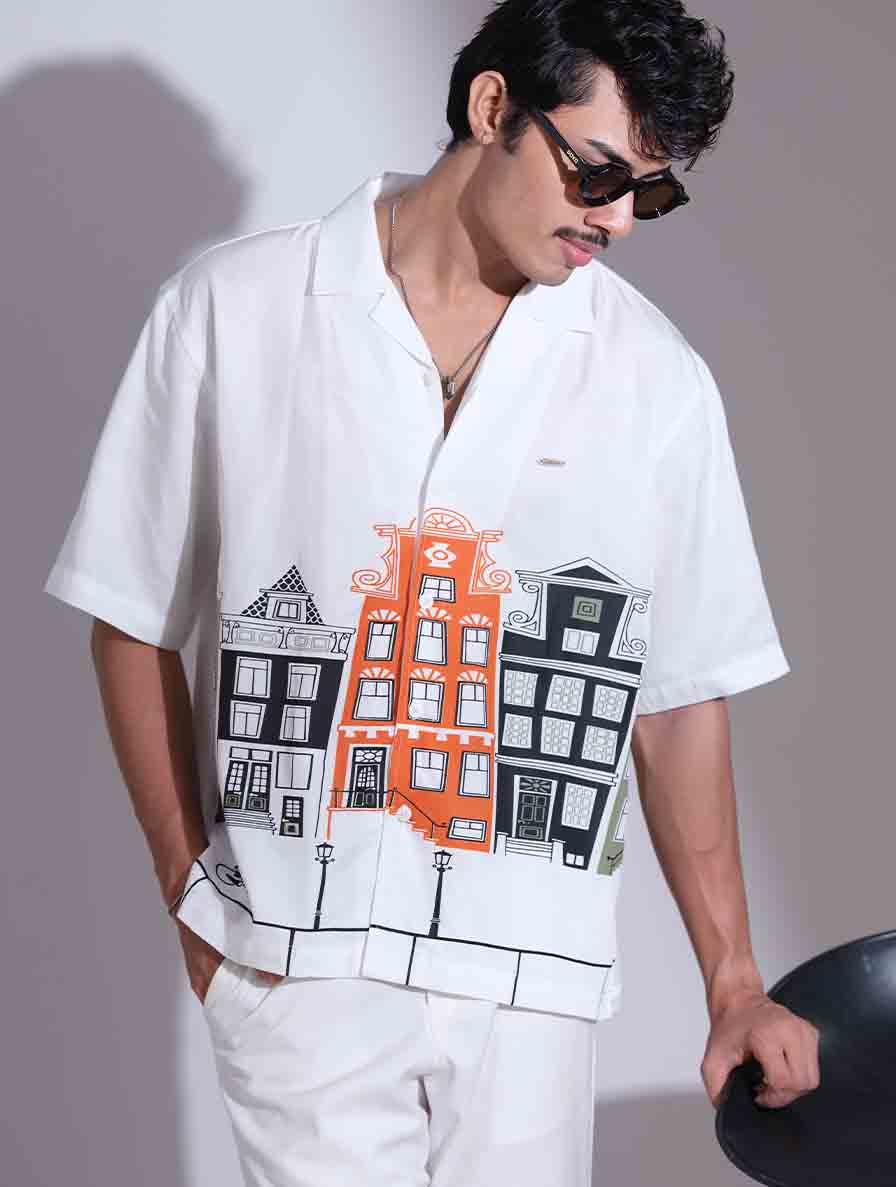 White exclusive printed havana shirt