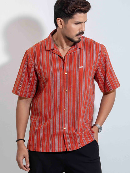 Tomato Red stripe Remi cotton Havana shirt