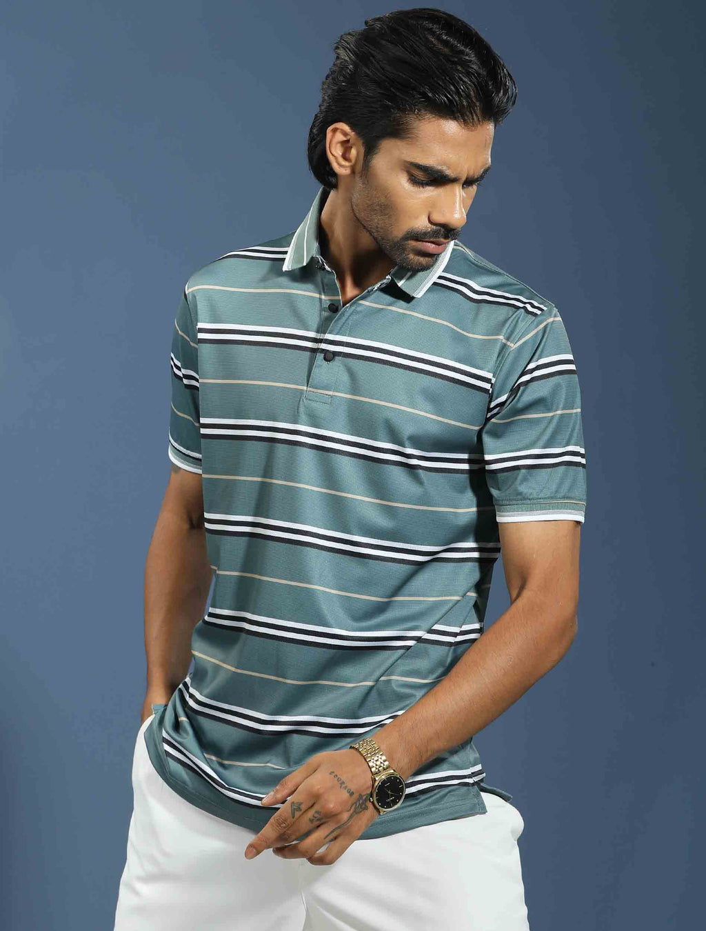 Deep forest stripe premium polo shirt