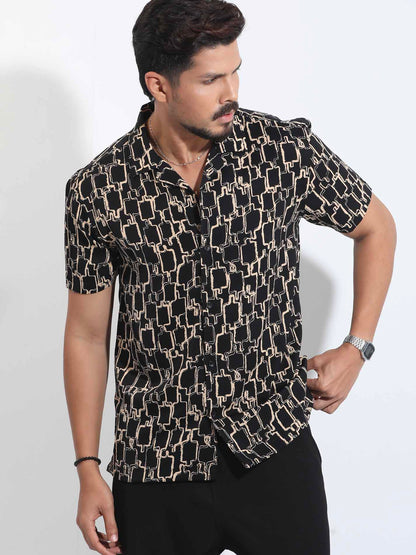 Black Cream chain printed Havana shirt