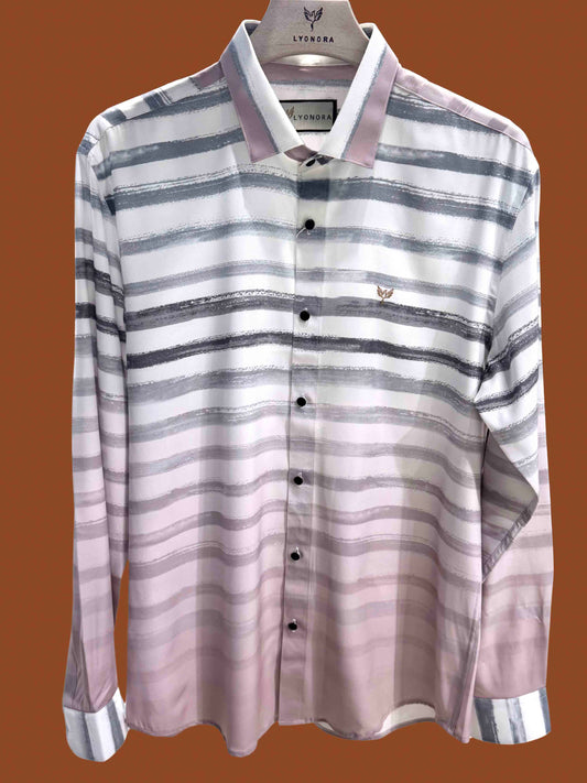 White ash purple stripe faded Texture printed premium magnet shirt