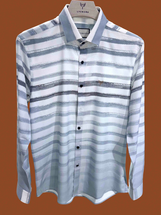White ash paste stripe faded Texture printed premium magnet shirt