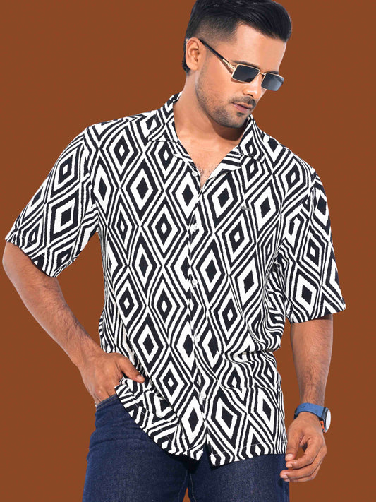 Off white black diamond printed Havana shirt