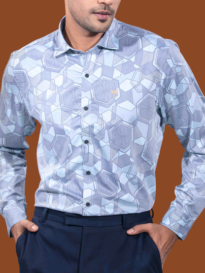 Sky cream hexagonal printed premium full sleeve