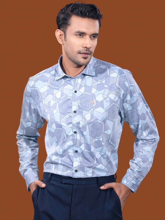 Sky cream hexagonal printed premium full sleeve