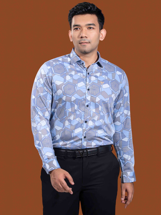 Sky brown hexagonal printed premium full sleeve