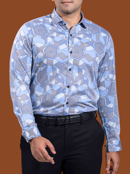 Sky brown hexagonal printed premium full sleeve