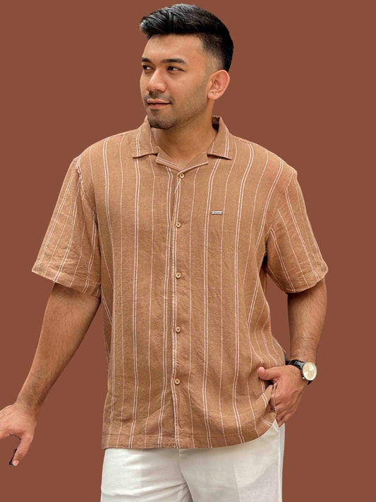 Burnt orange white stripe Havana shirt