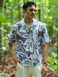 White Ash Leaf Stitch Fabric Print Havana Shirt