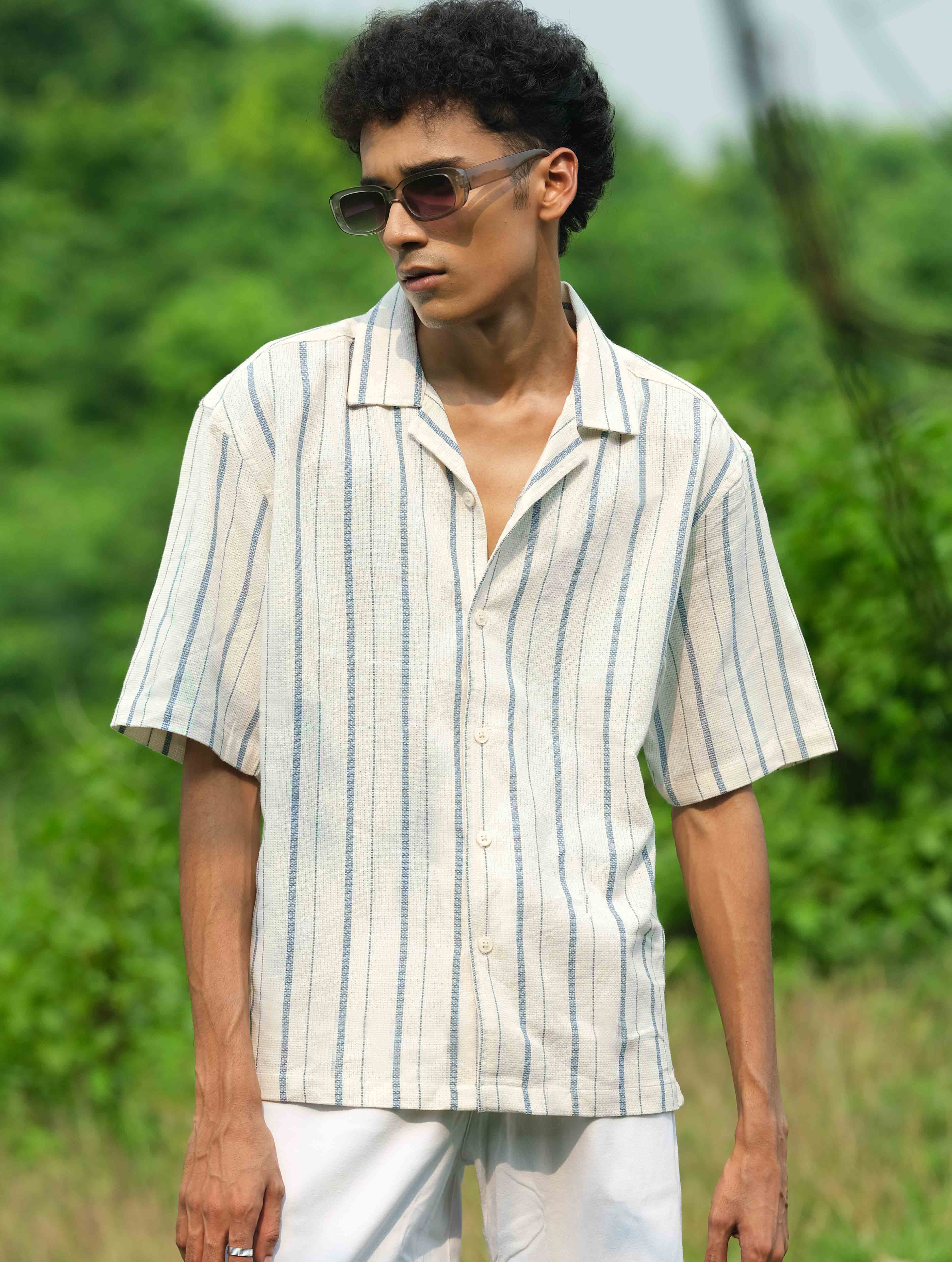 Cream Sky Stripe Remi Cotton Havana Shirt