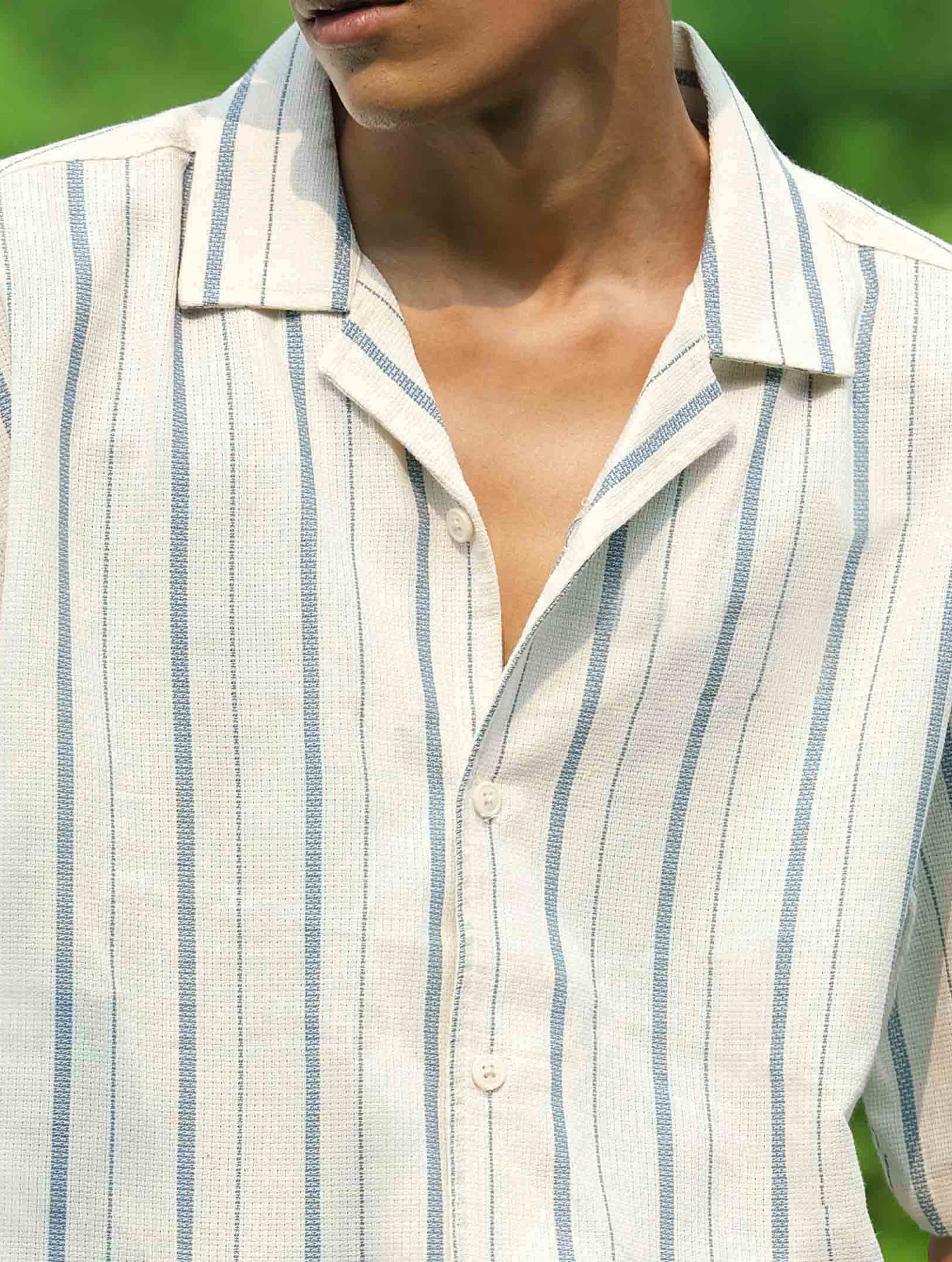 Cream Sky Stripe Remi Cotton Havana Shirt