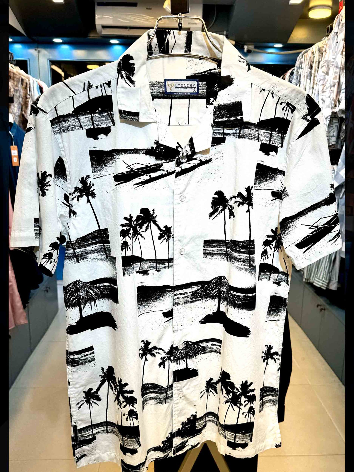 White black beach printed havana shirt