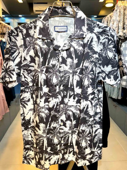 Black white coconut tree havana shirt