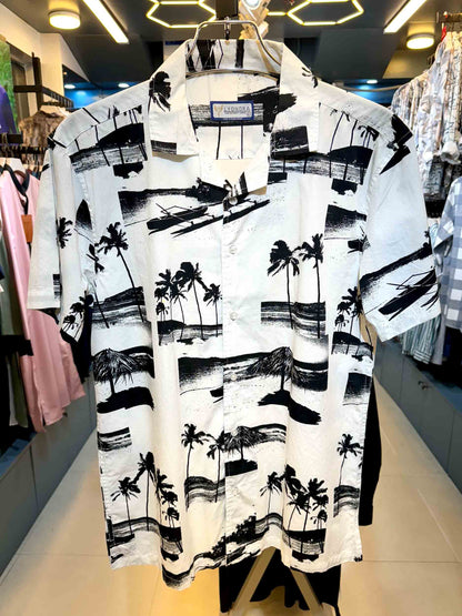 White black beach printed havana shirt