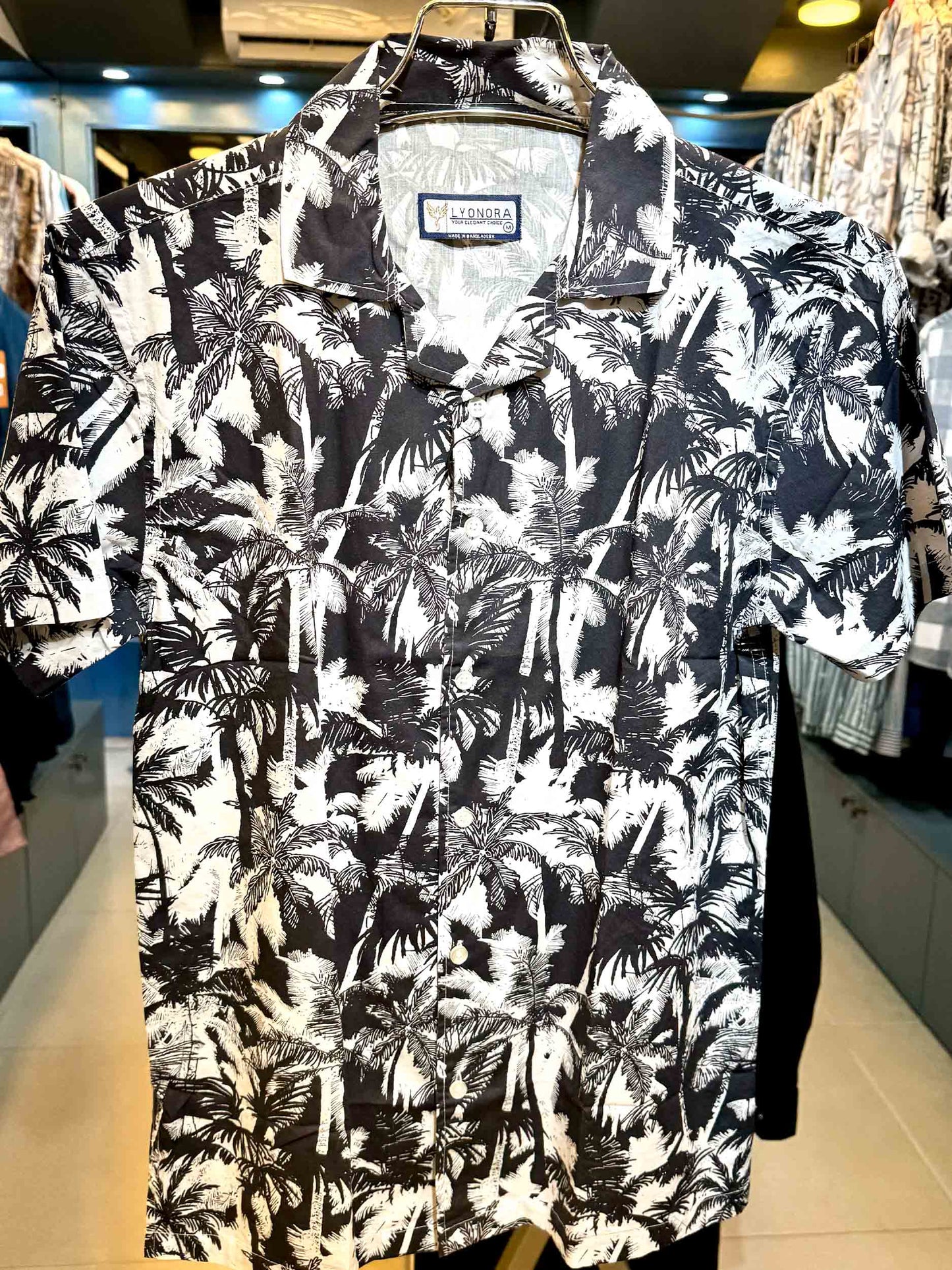 Black white coconut tree havana shirt