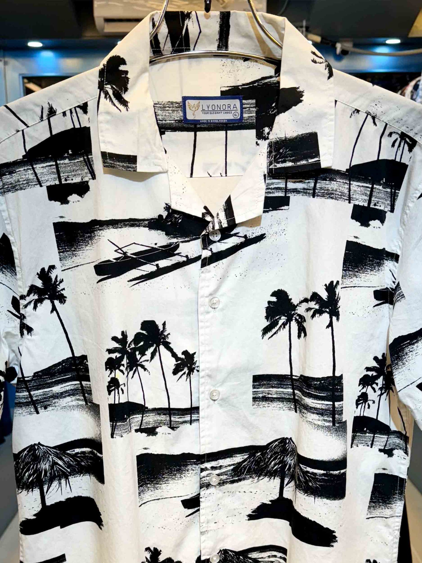 White black beach printed havana shirt