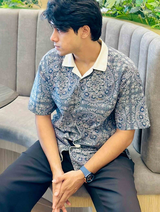 Blue sankha white collar havana Shirt