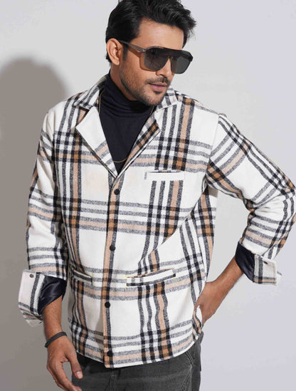 Pearl white golden Flannel jacket