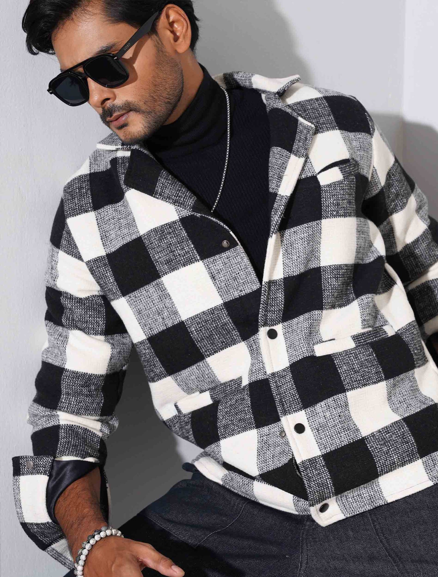 Black white Flannel jacket