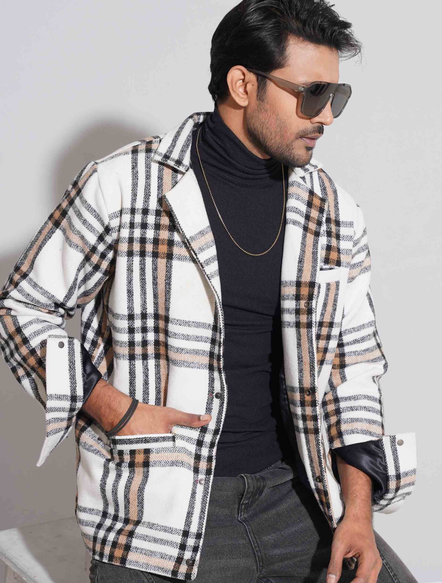 Pearl white golden Flannel jacket