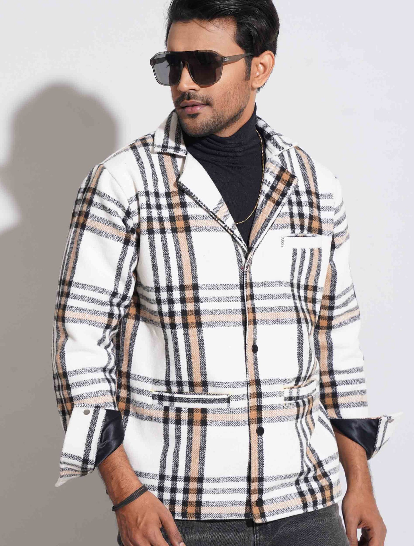 Pearl white golden Flannel jacket