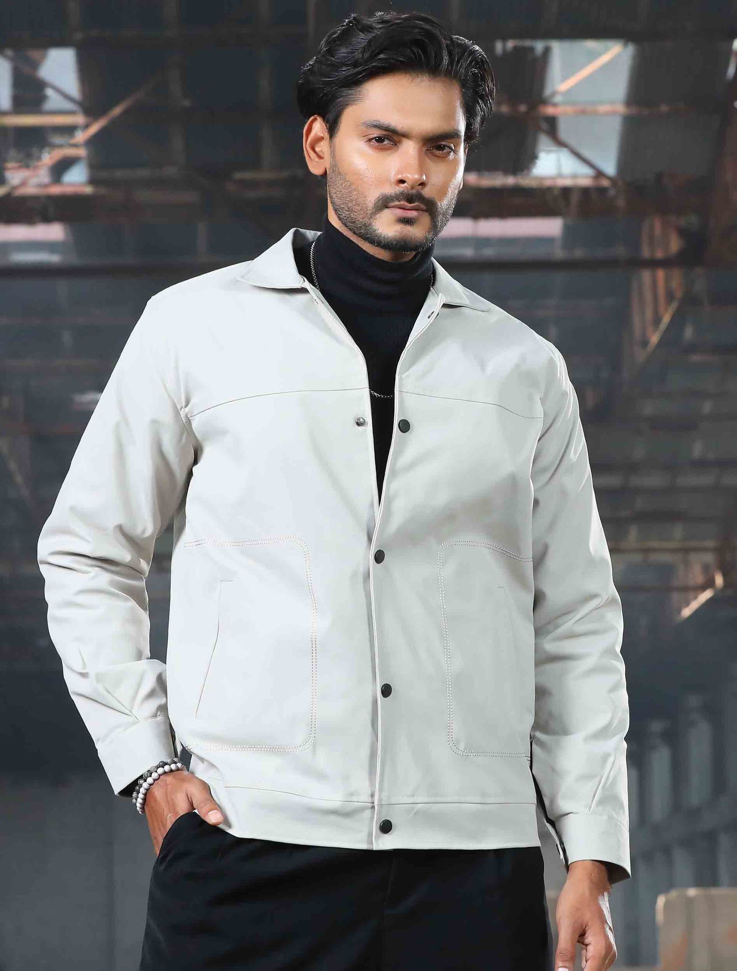 Light ash cashmere fabric premium jacket