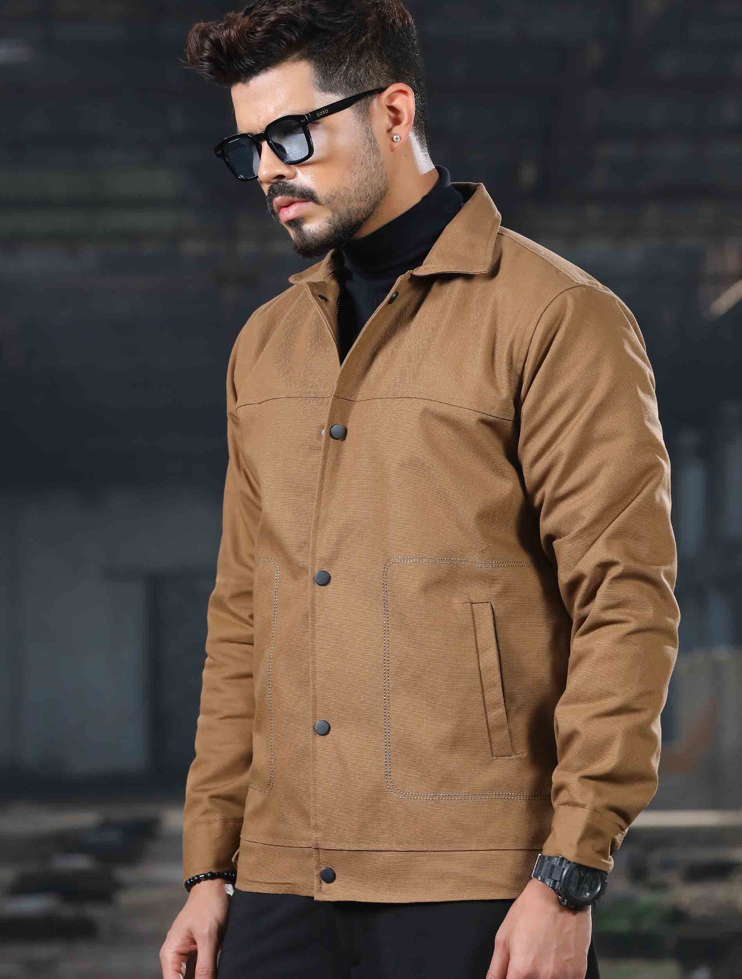 Mustard color canvas fabric premium jacket