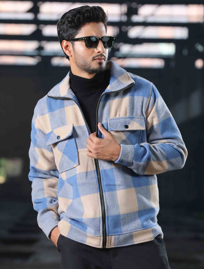 Sky blue beige premium flannel jacket