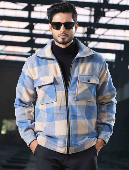 Sky blue beige premium flannel jacket