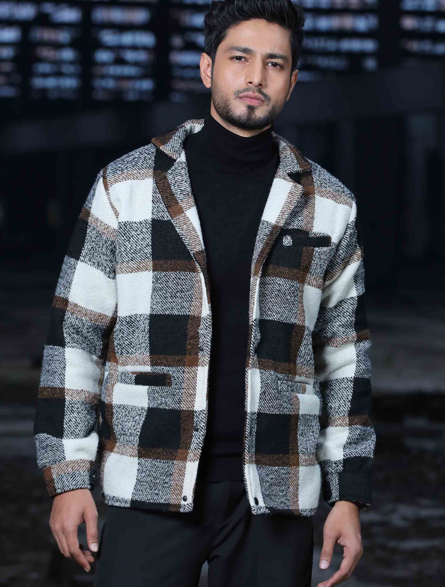 Coffee cream black Flannel jacket