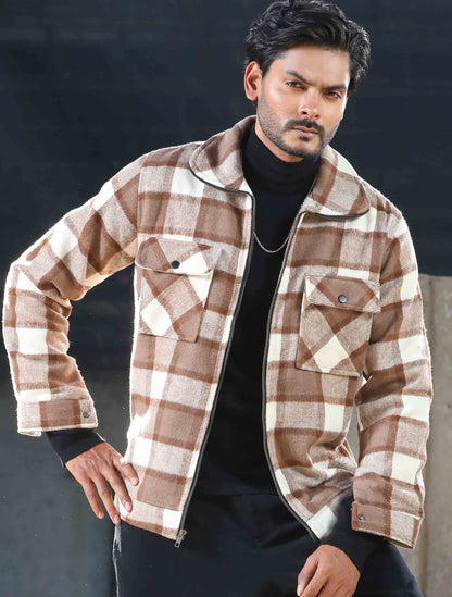 Cream coffee premium flannel jacket