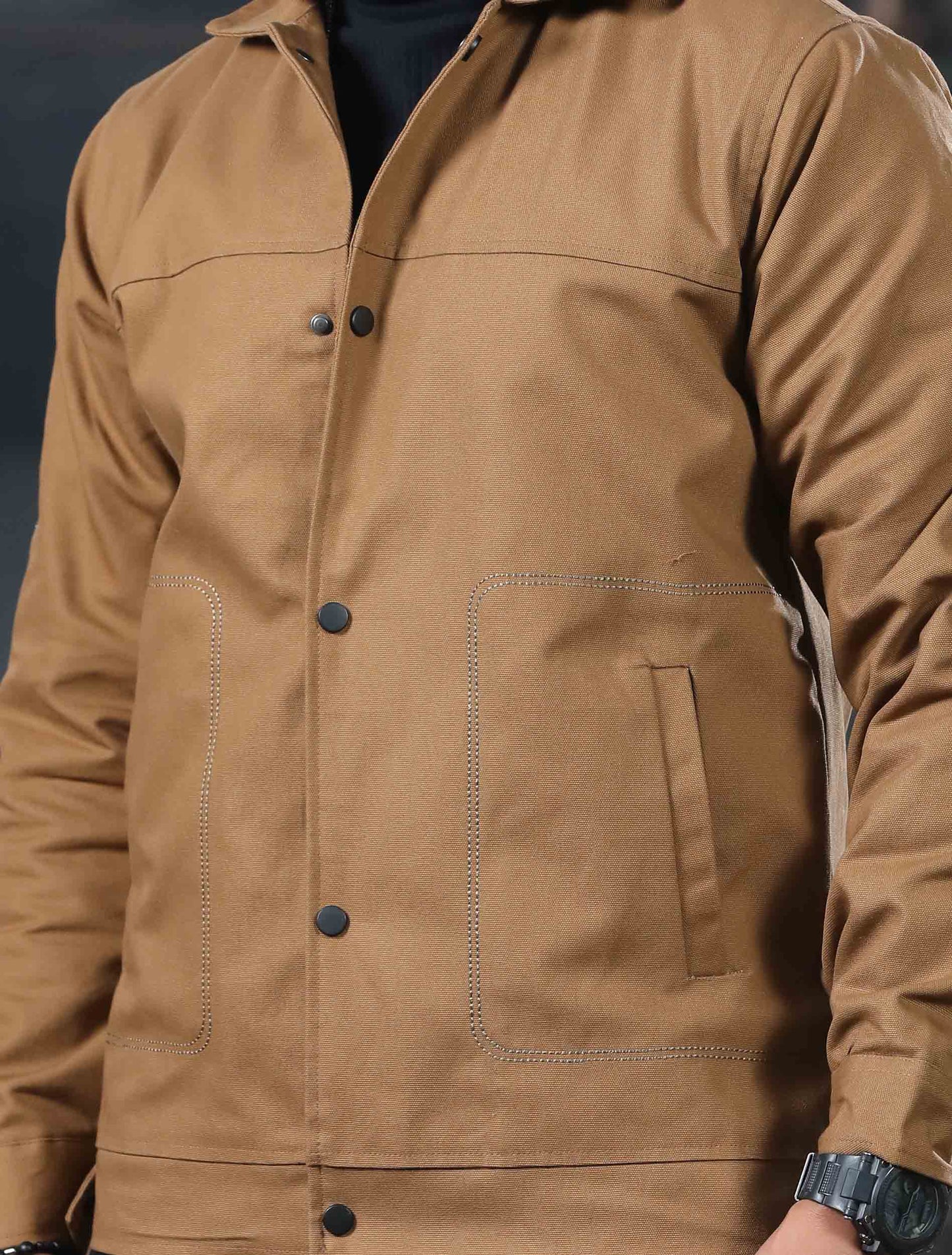 Mustard color canvas fabric premium jacket